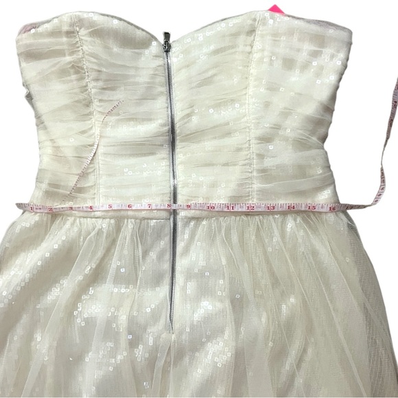 NWT Betsey Johnson Lined Zip Front Ruched Sequin Wedding Formal Prom Dress Sz 14 - Picture 16 of 16